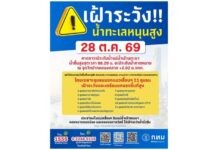 น้ำทะเลหนุนสูงเฝ้าระวังระดับน้ำ เตรียมยกของขึ้นที่สูง กทม.เตือน 11 ชุมชนนอกแนวเขื่อนริมแม่น้ำเจ้าพระยา ส่วนชุมชนแนวเขื่อนฯ ระวังน้ำรั่วซึม 28 ต.ค.นี้