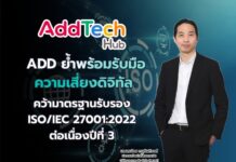 ADD ย้ำพร้อมรับมือความเสี่ยงดิจิทัล คว้ามาตรฐานรับรอง ISO/IEC 27001:2022 ต่อเนื่องปีที่ 3